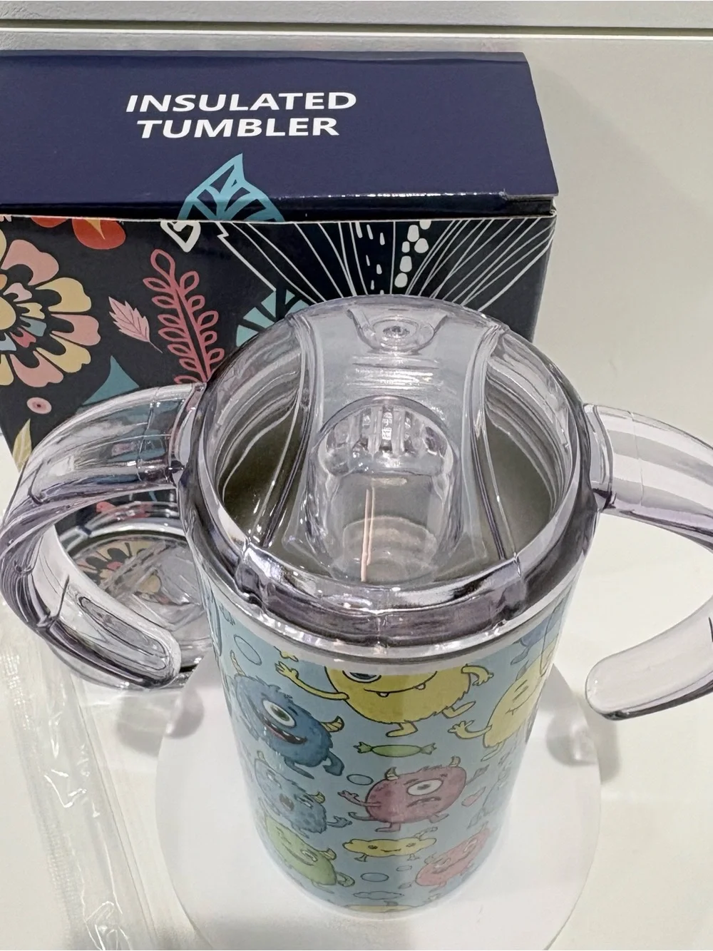 Kids Monster Print Sippy Cup with Handles, Boys Gift Idea